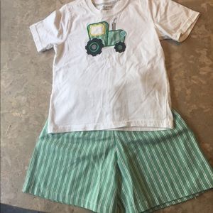 Toddler Tractor appliqué short set